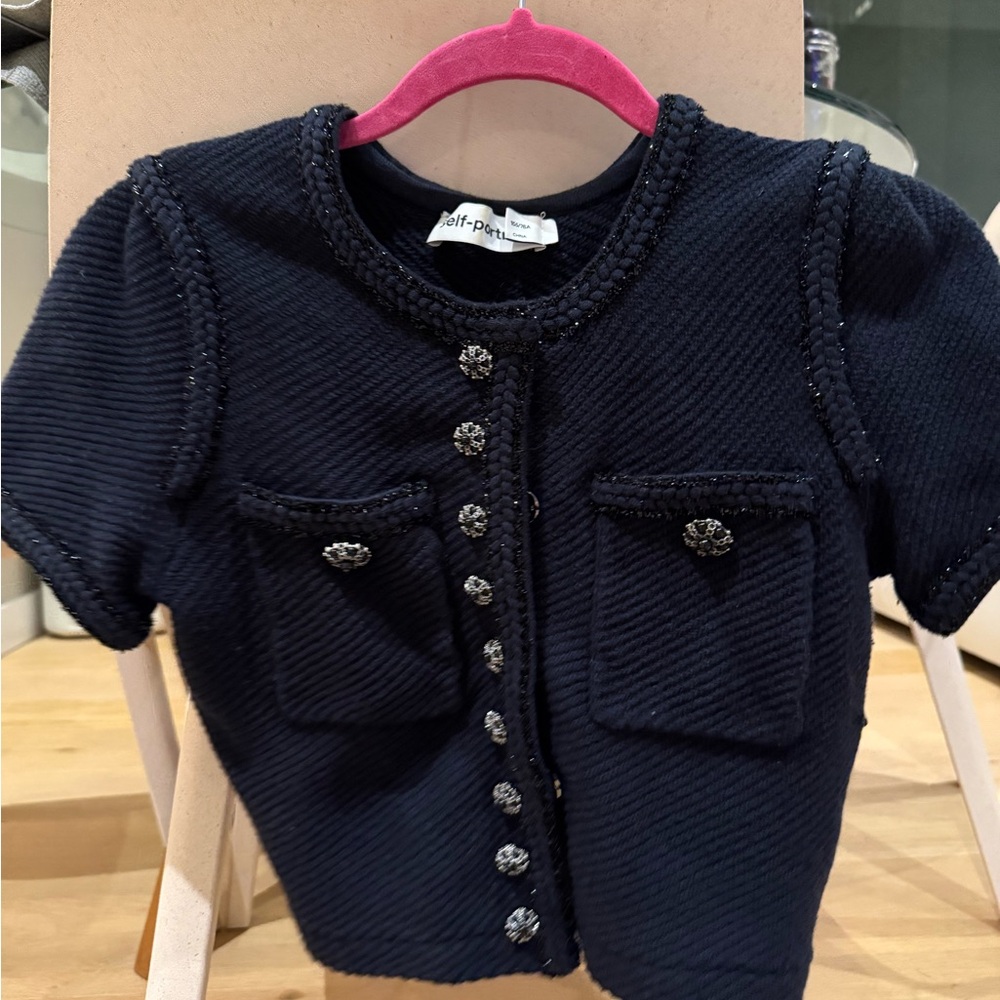 Self-Portrait Navy Knit cardigan small cropped